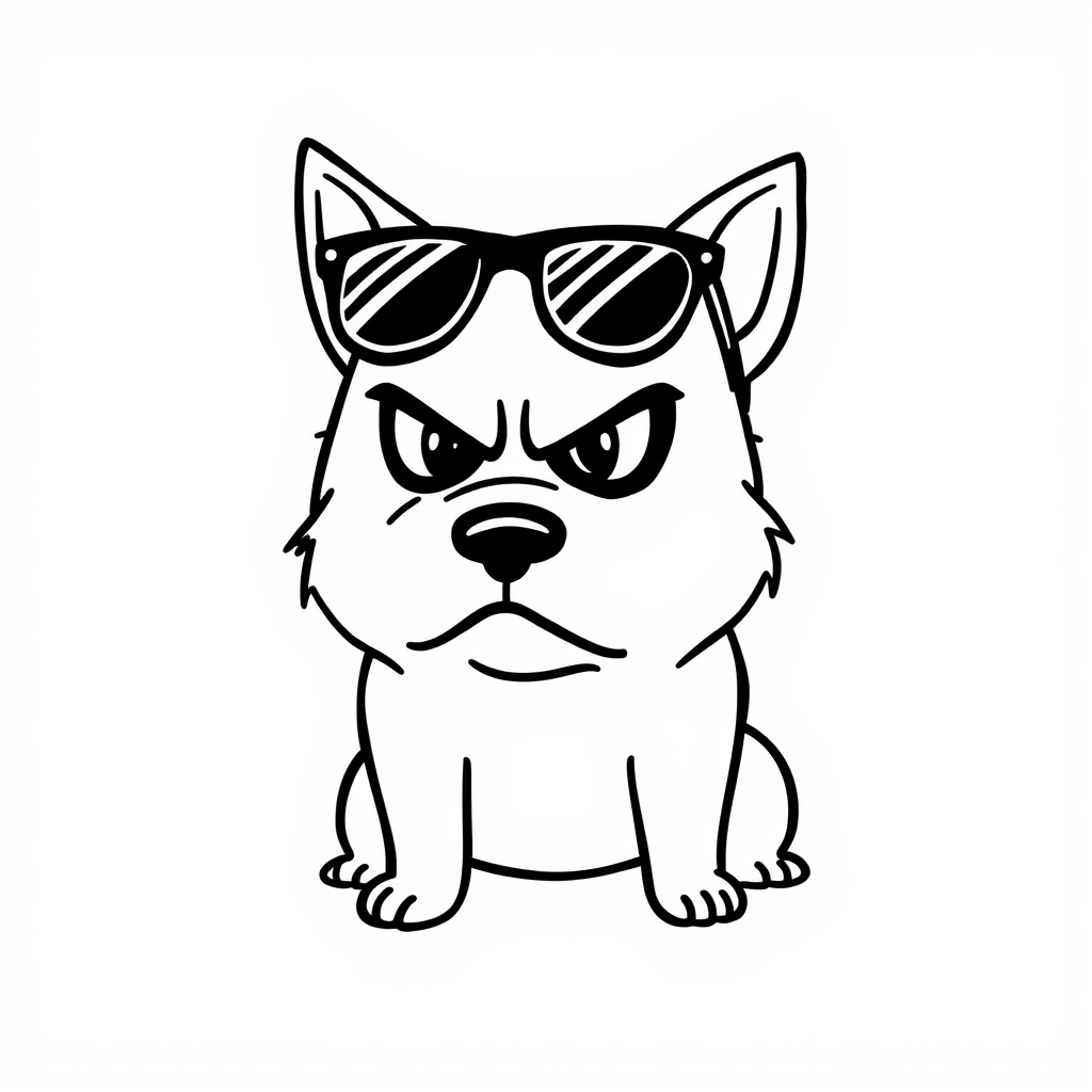 Angry dog with sunglasses