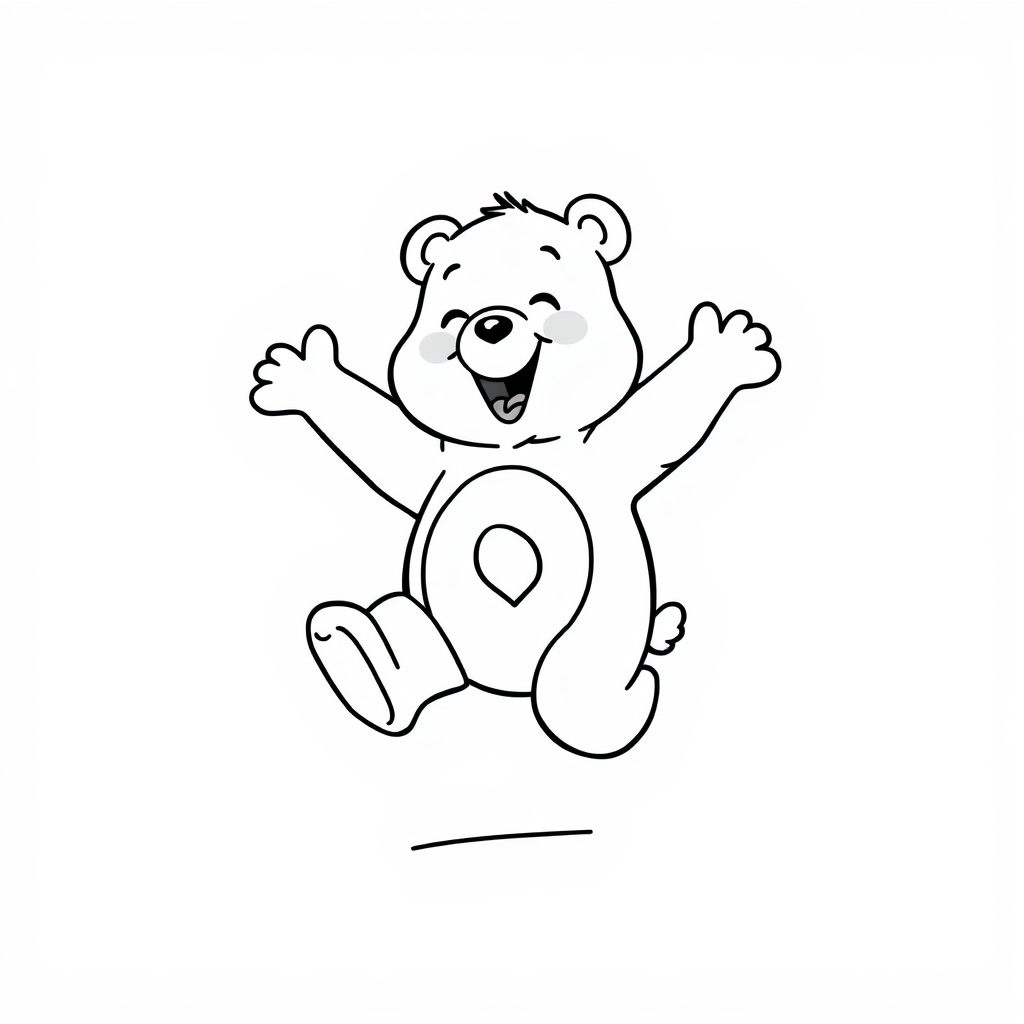 Care Bear jumping with joy