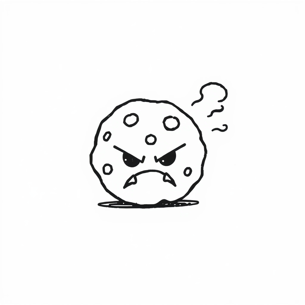 Angry Cookie with steam clouds