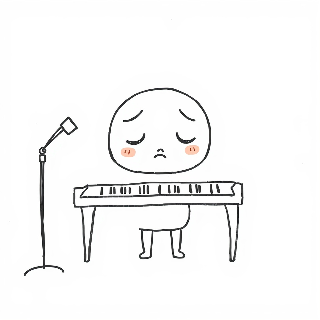 Anxious pianist before a performance