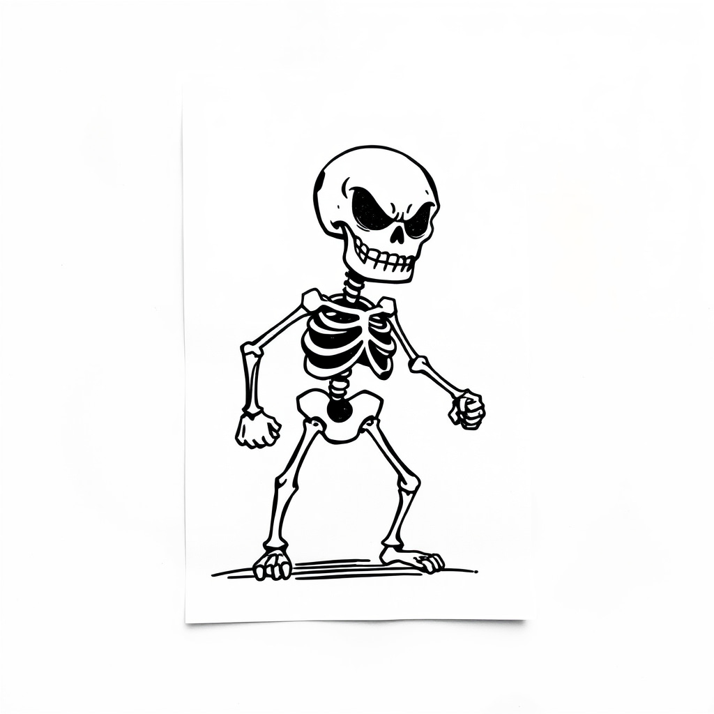 Angry skeleton stomping with clenched fists