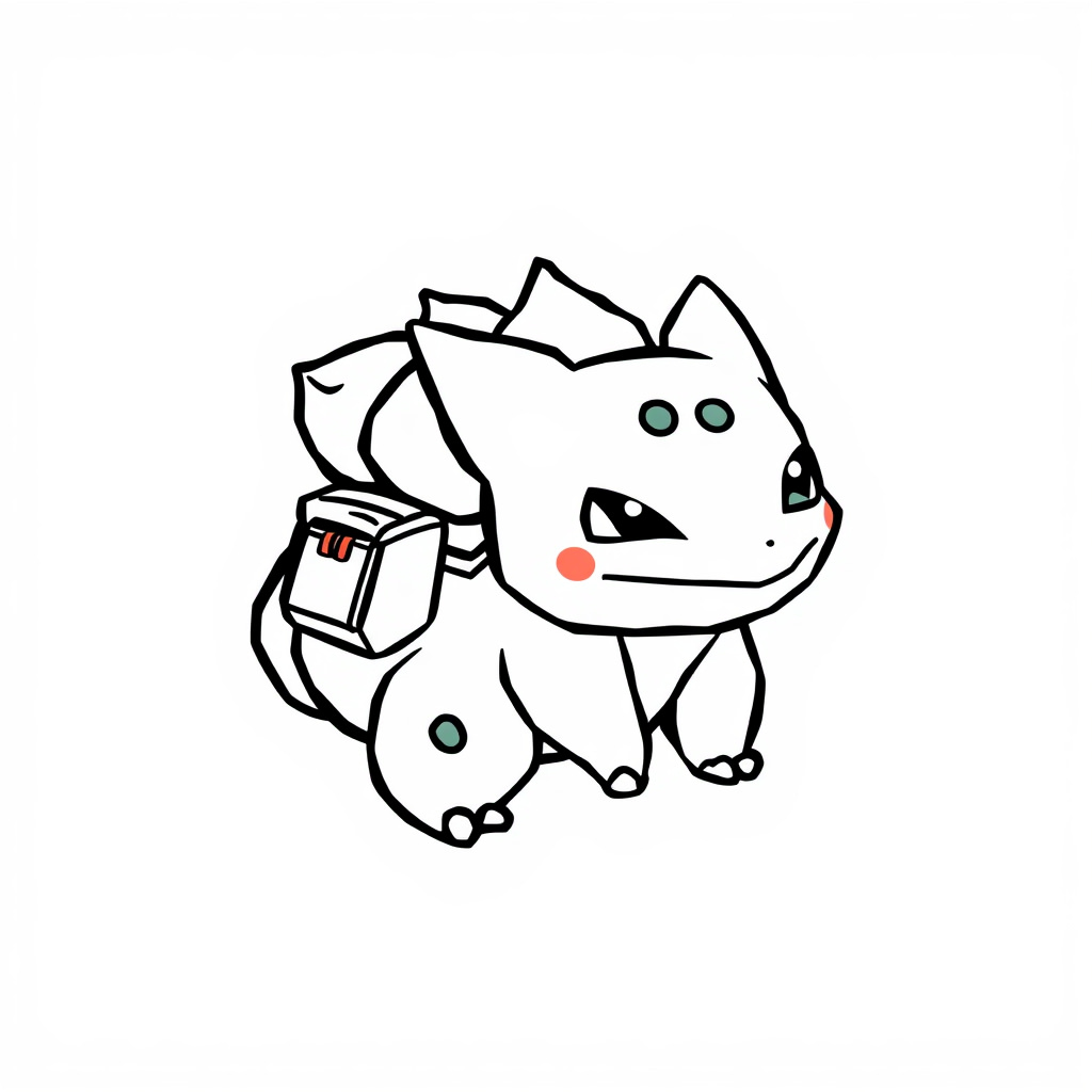 Bulbasaur with a tiny backpack