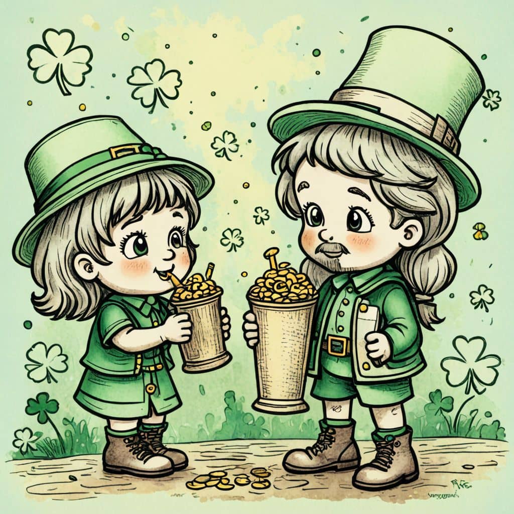 Colored Kids drinking Irish shamrock shakes