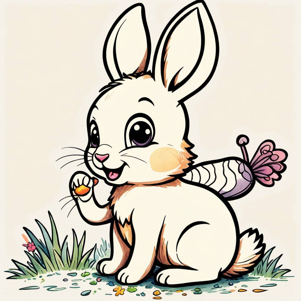 Colored Rabbit eating a carrot