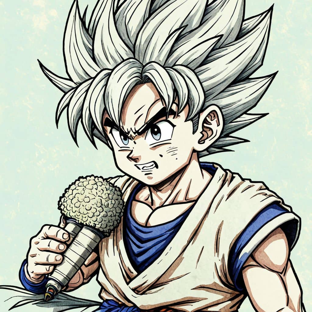 Colored Gohan - the half-Saiyan from Dragon Ball Z having ice cream
