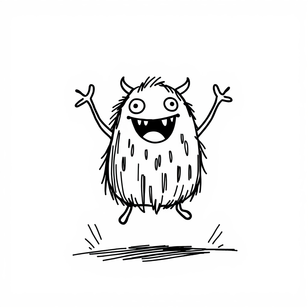 Excited Monster Jumping