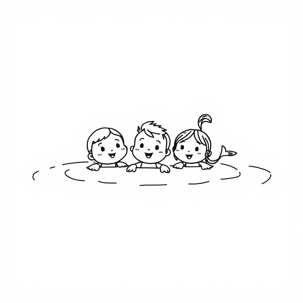 Swimming with friends in lake