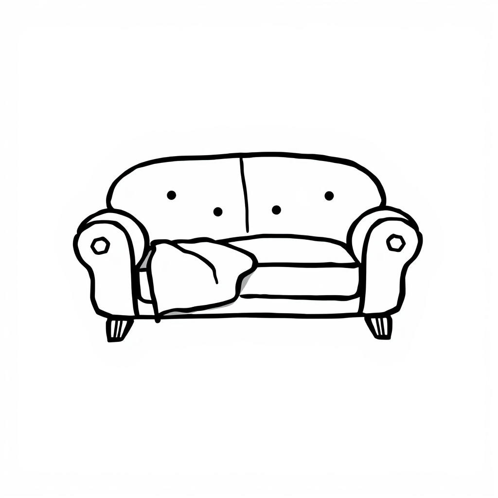 Couch with blanket