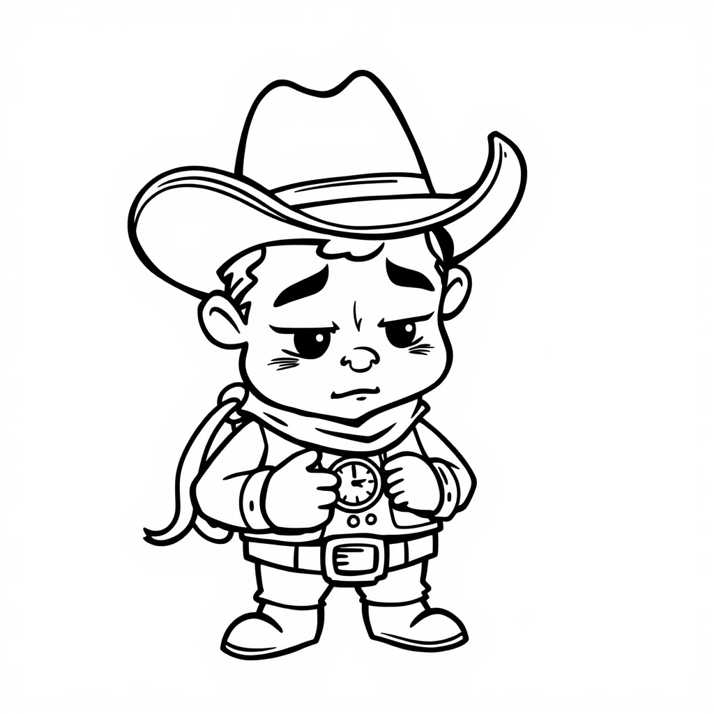 Cowboy anxiously checking his pocket watch