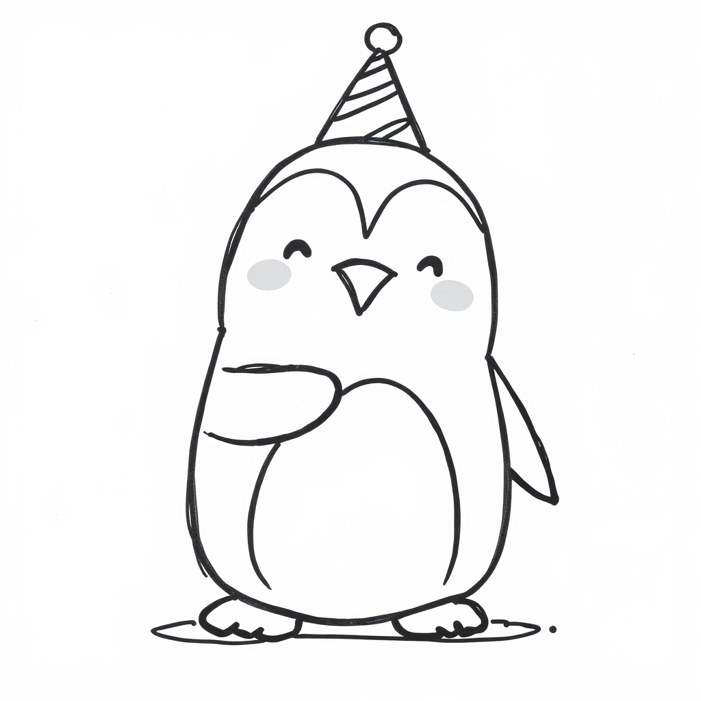 Excited penguin with party hat