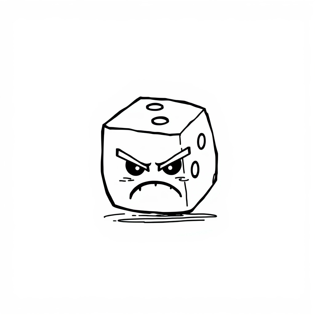 Angry Dice with furrowed brows