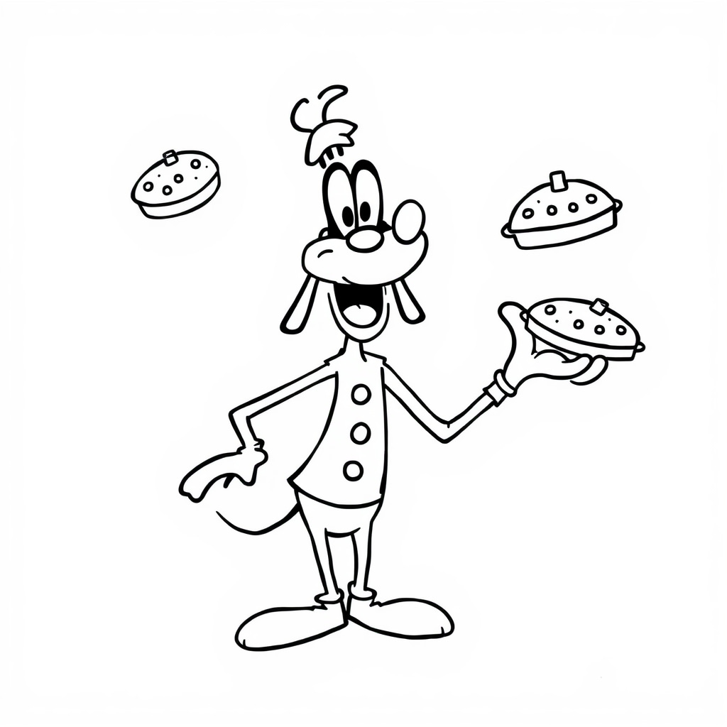 Goofy juggling pies