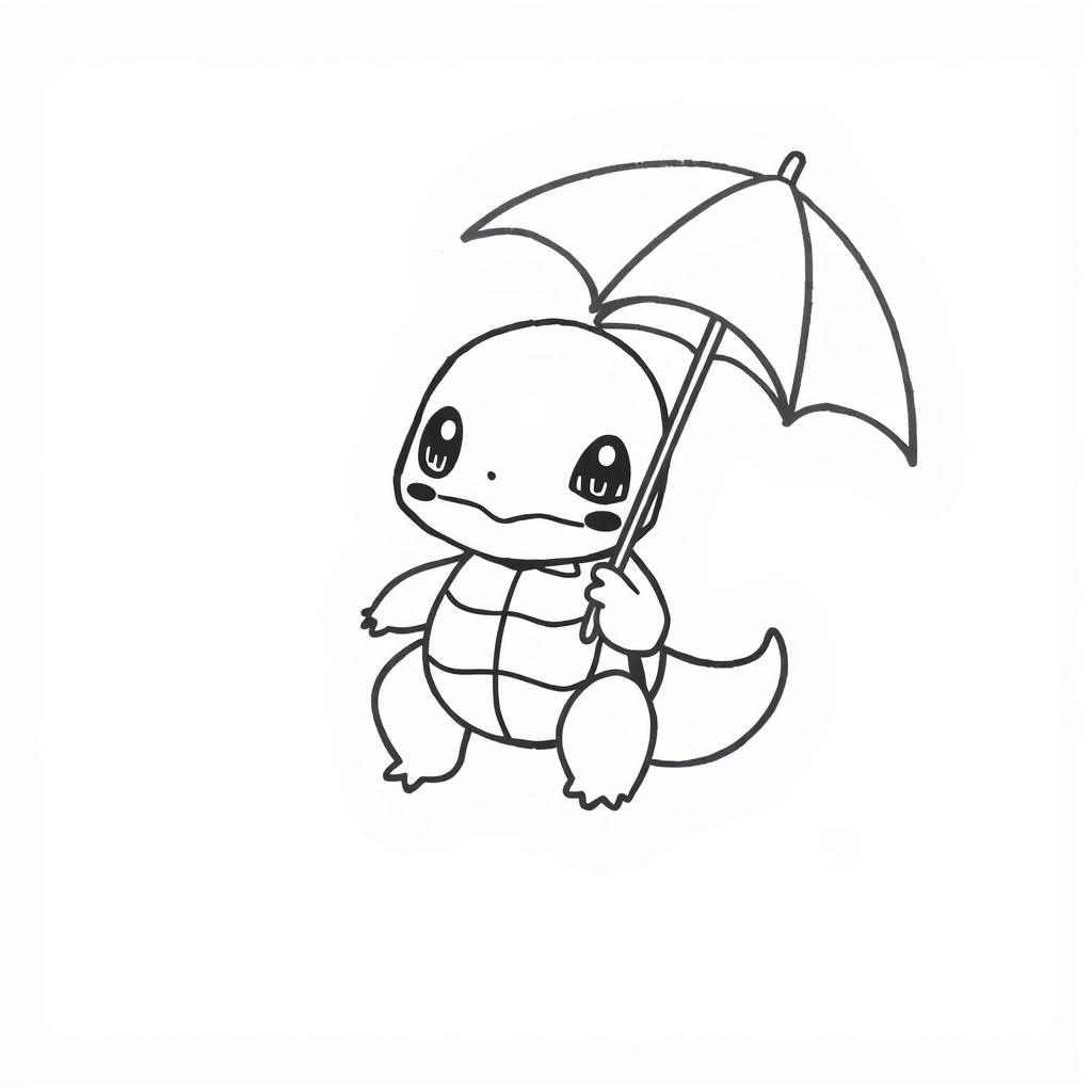 Squirtle holding an umbrella