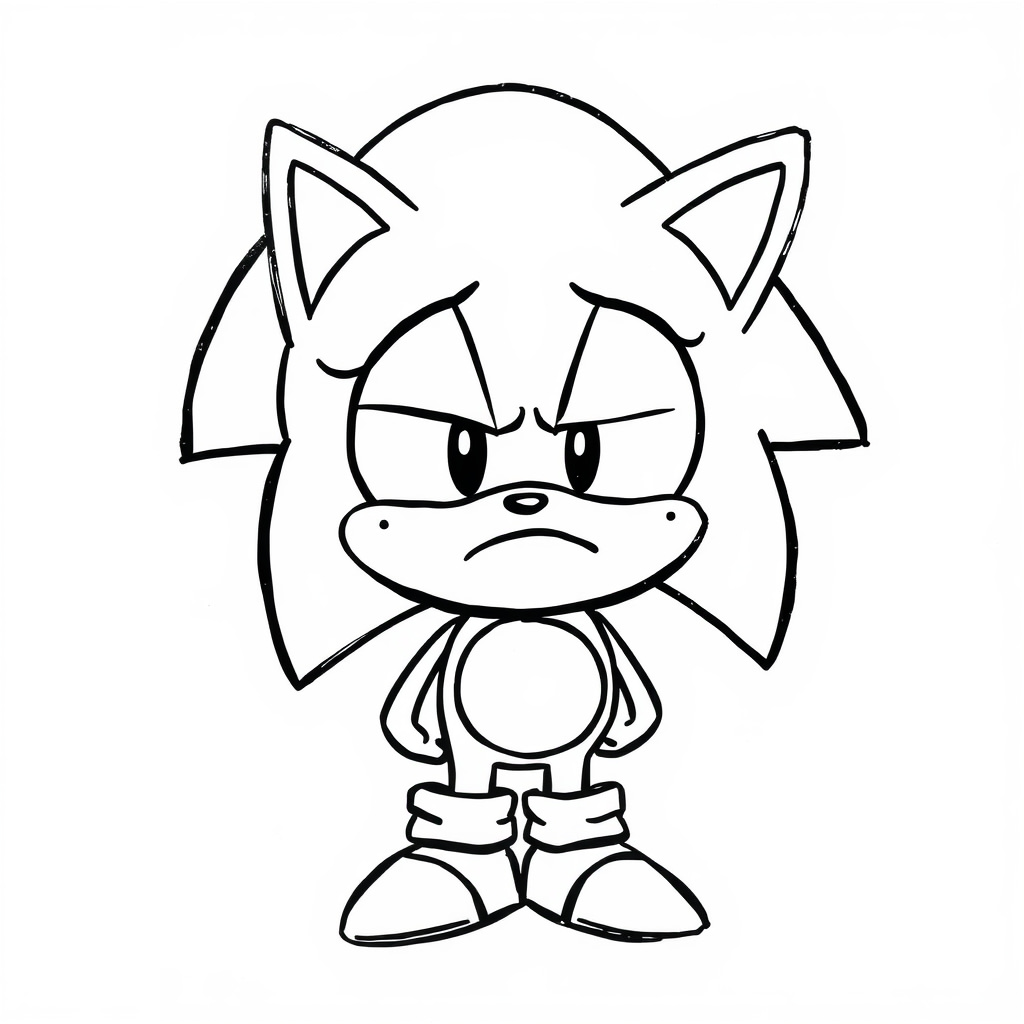 Sonic feeling sad with a frown