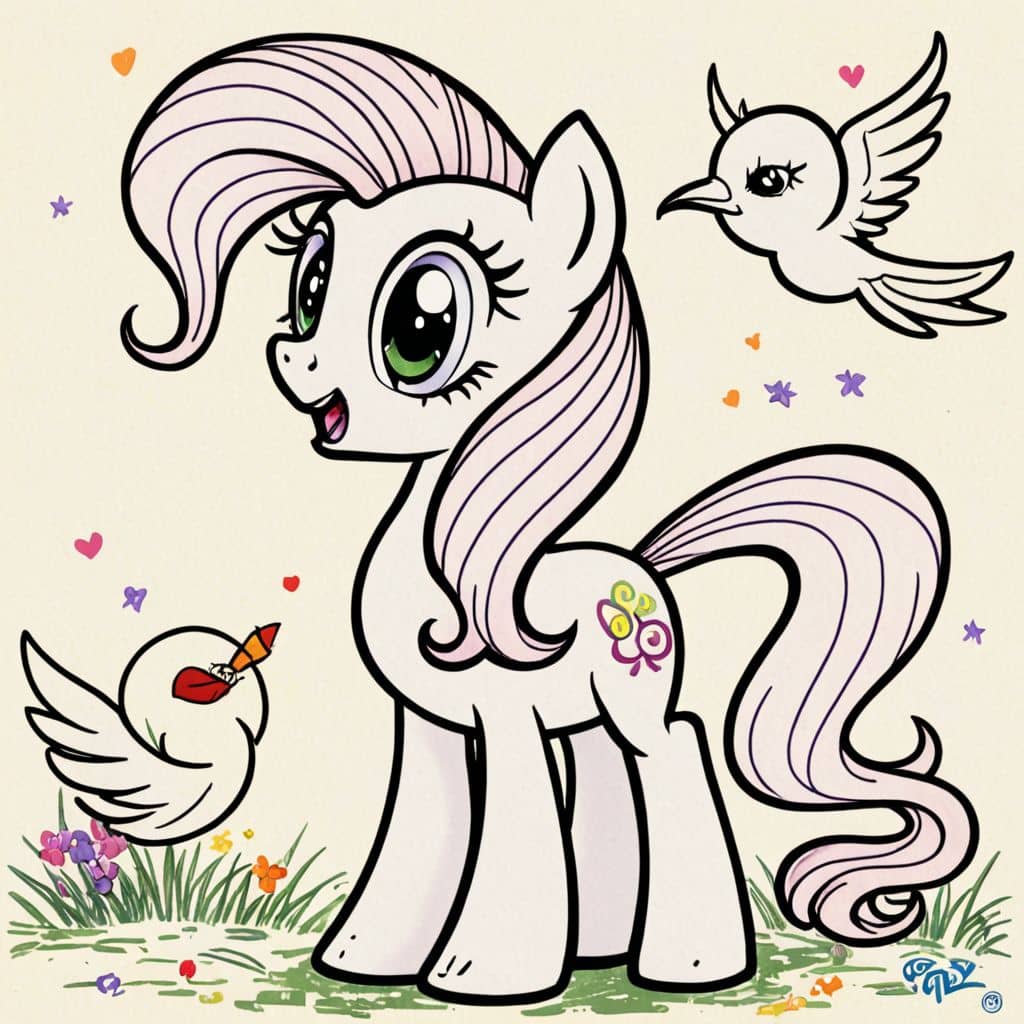 Colored Fluttershy singing to birds