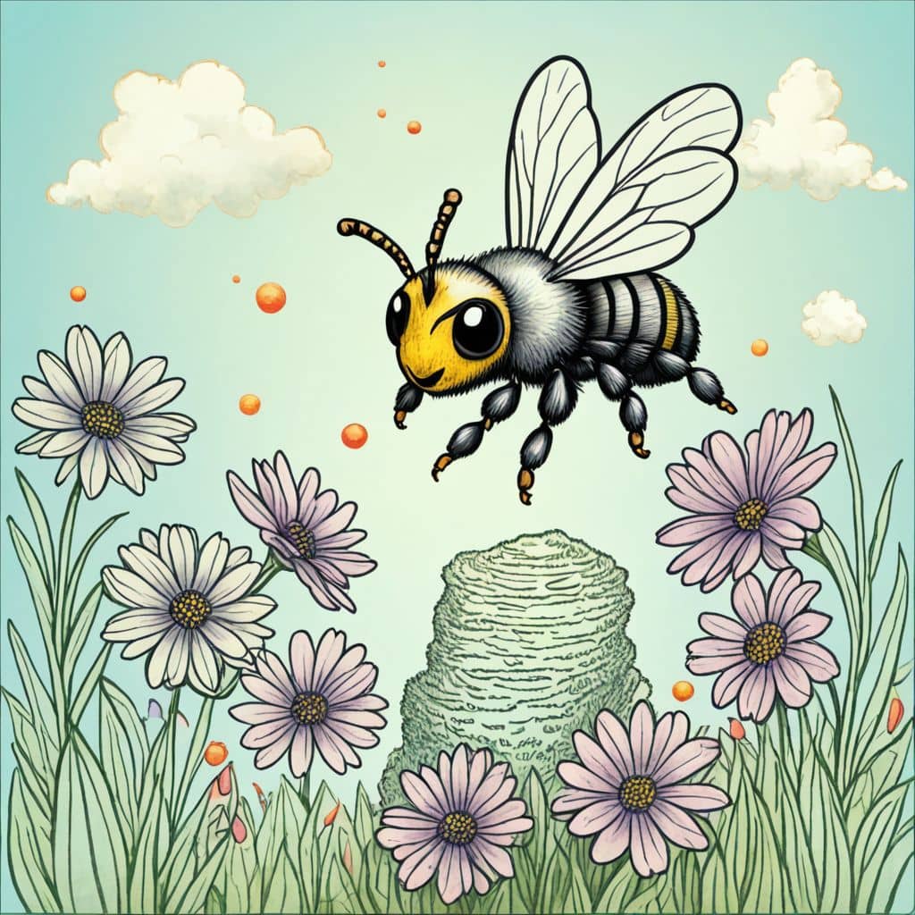 Colored Bee sharing honey with friends