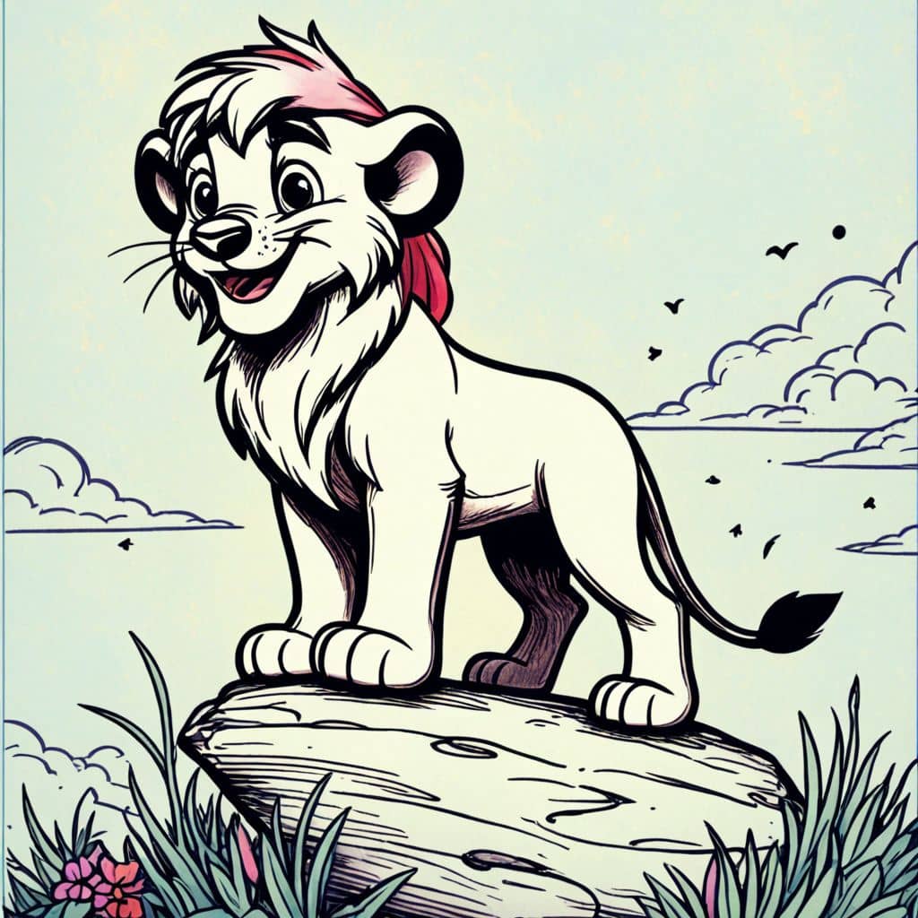 Colored Simba - standing on Pride Rock