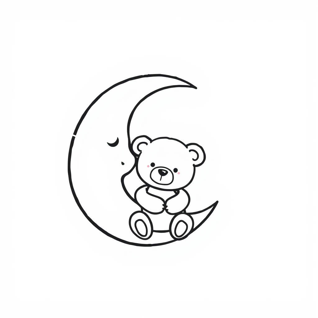 Moon cuddling a teddy bear