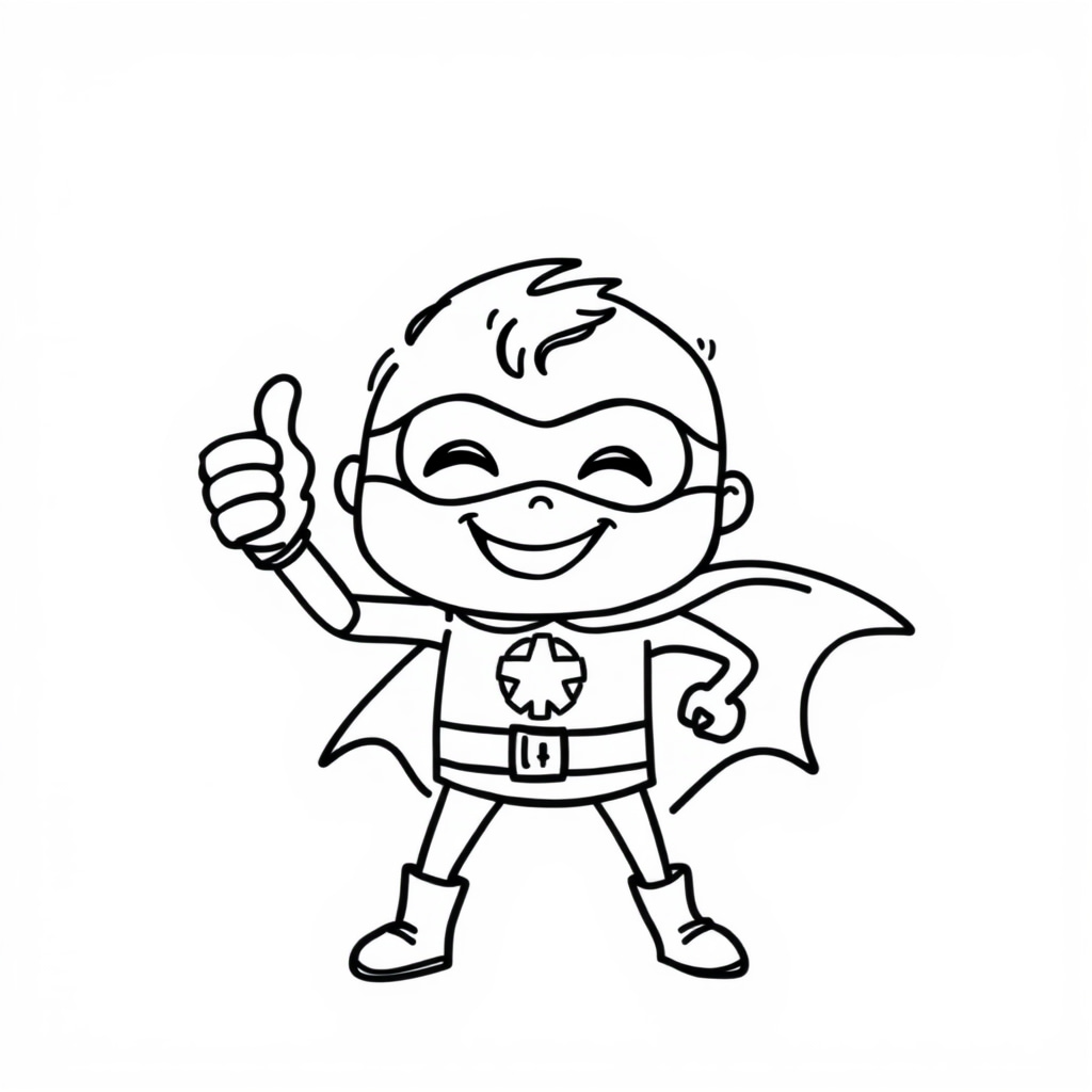 Superhero laughing with thumbs up