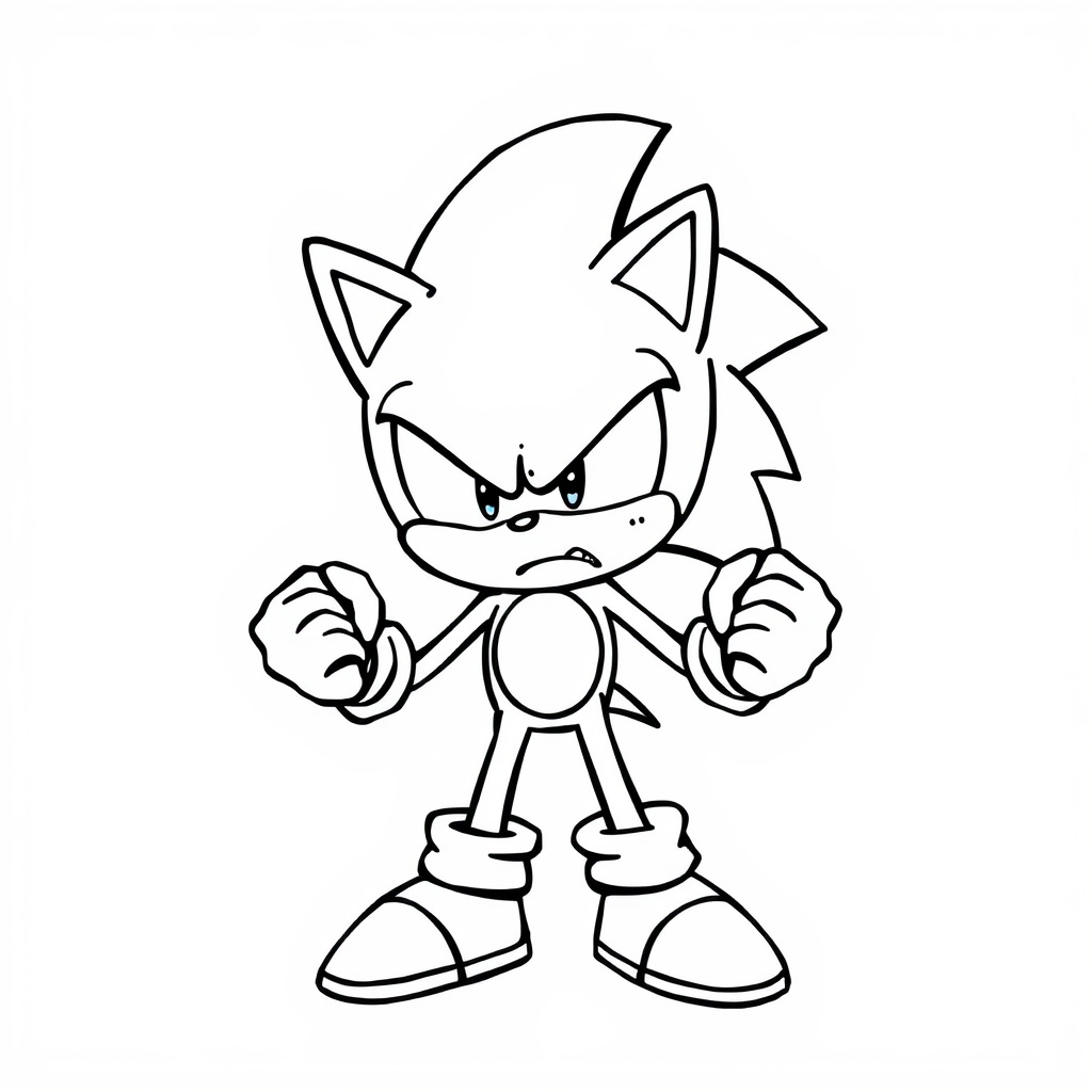 Sonic feeling angry with clenched fists