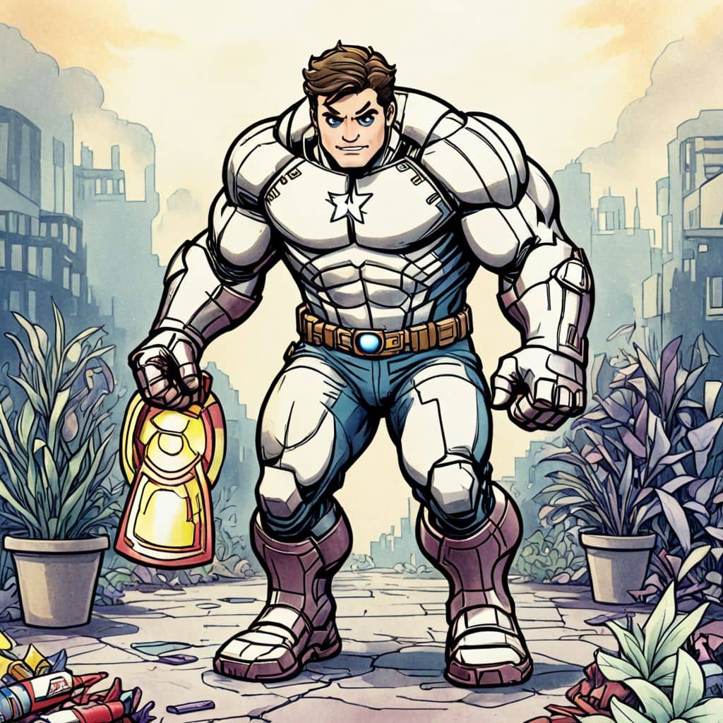 Colored Hulk - the Avenger watering plants