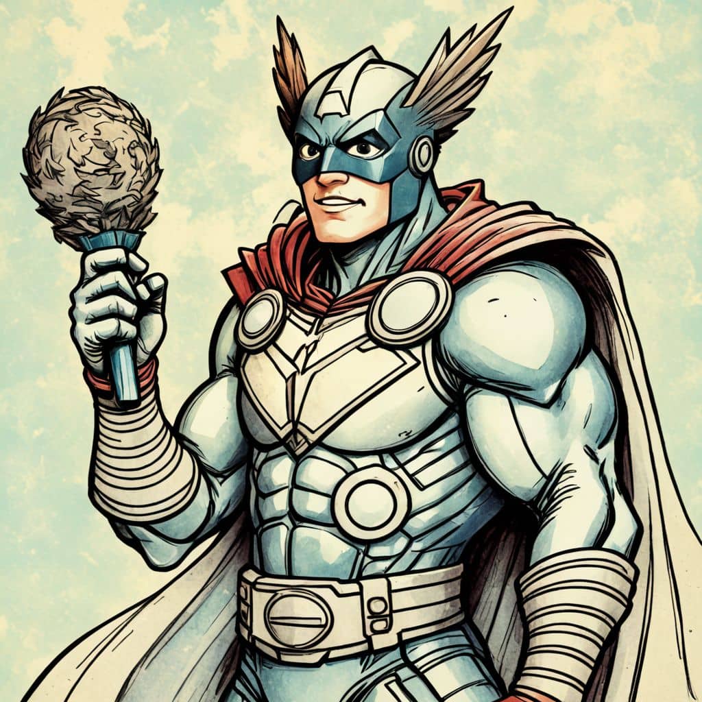 Colored Thor munching on a turkey leg