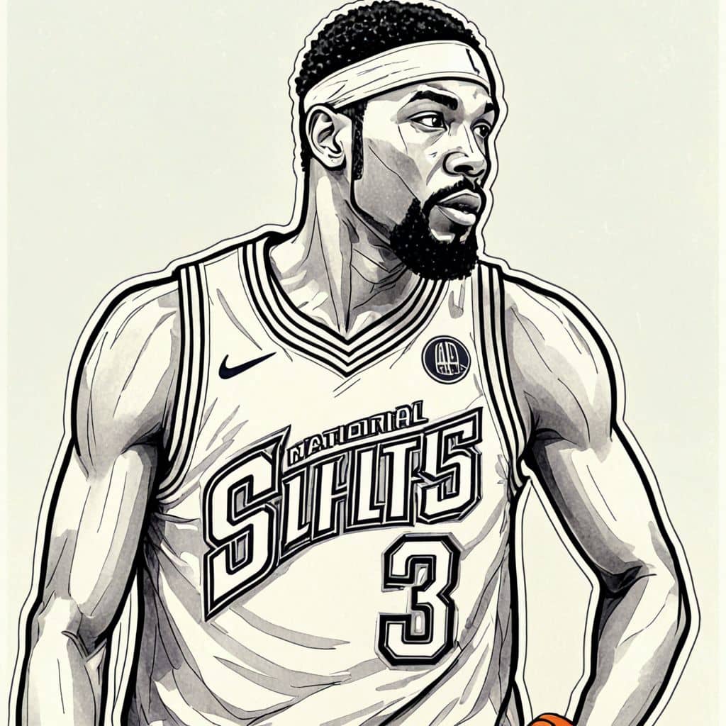 Colored Kevin Durant - the player from Phoenix Suns wearing a sweatband