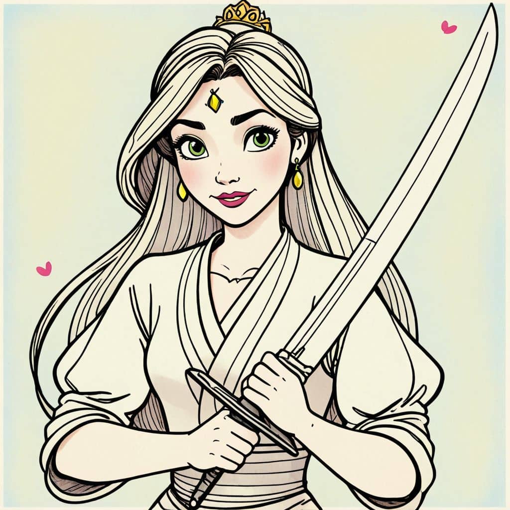 Colored Mulan - holding her sword