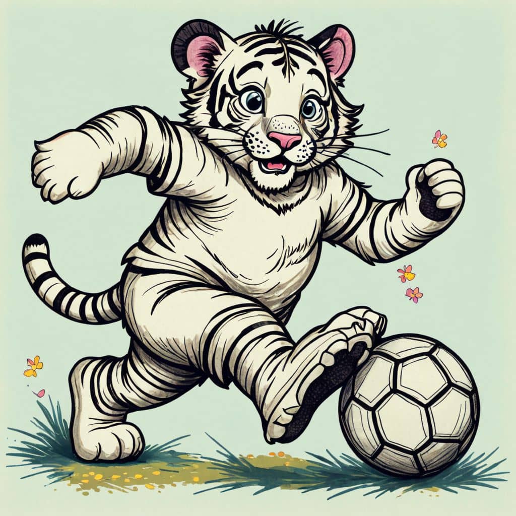 Colored Tiger playing soccer