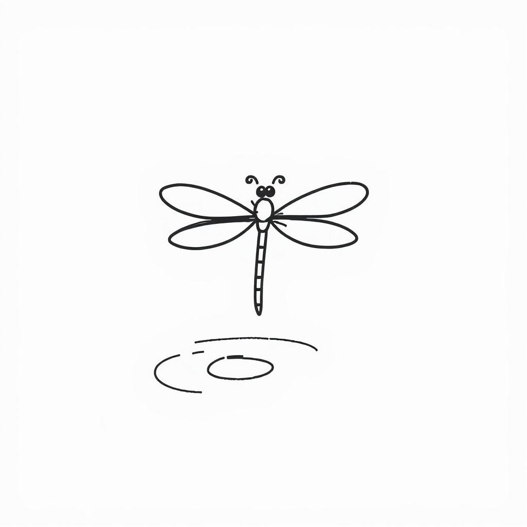 Dragonfly hovering over water