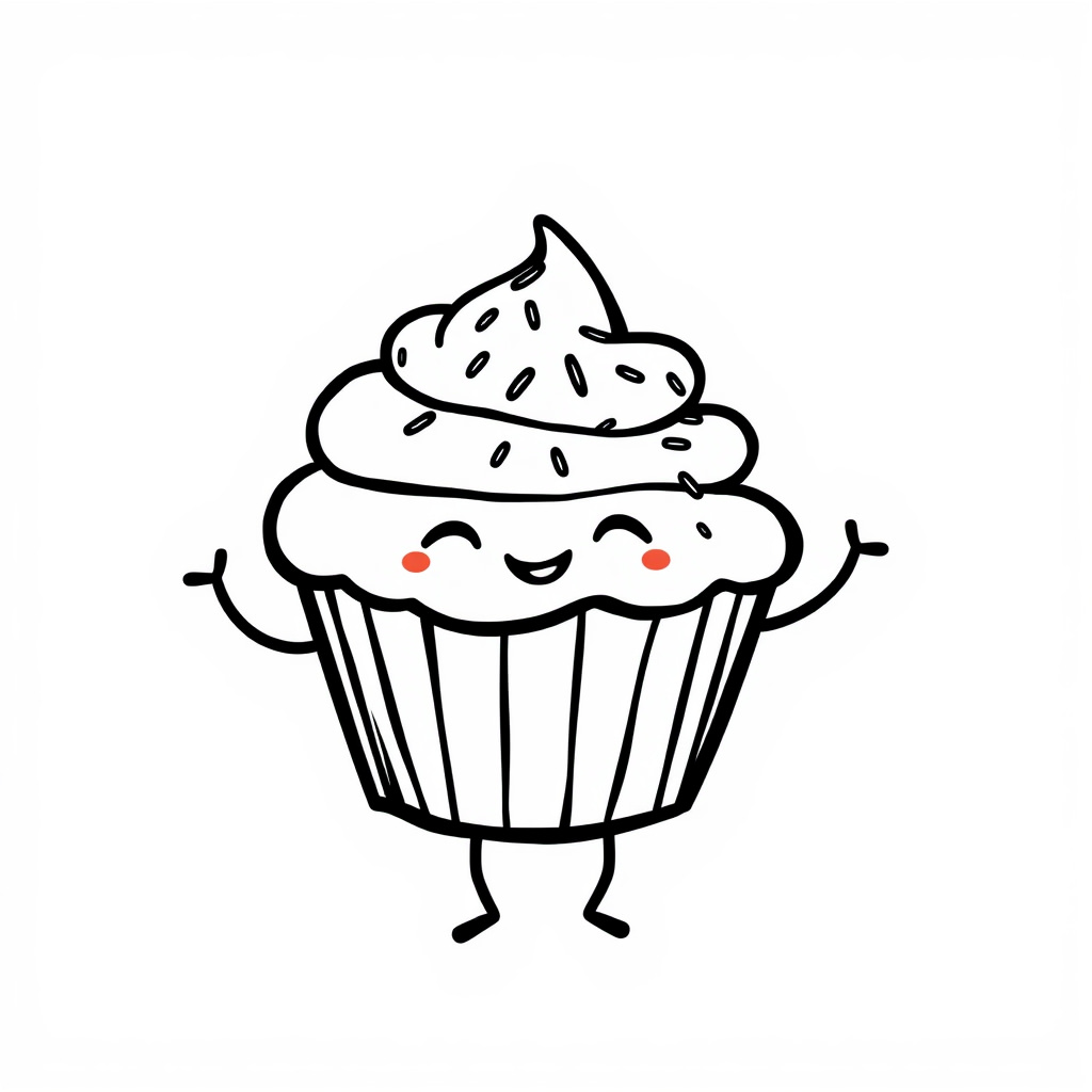 Cupcake with sprinkles dancing joyfully