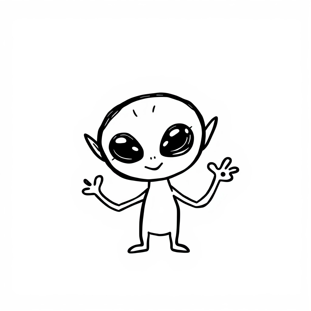 Alien waving hello