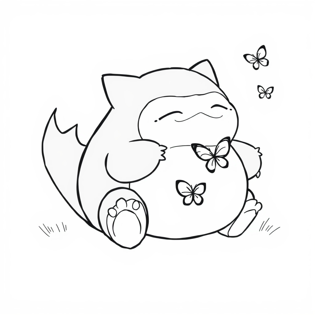 Snorlax catching butterflies lazily