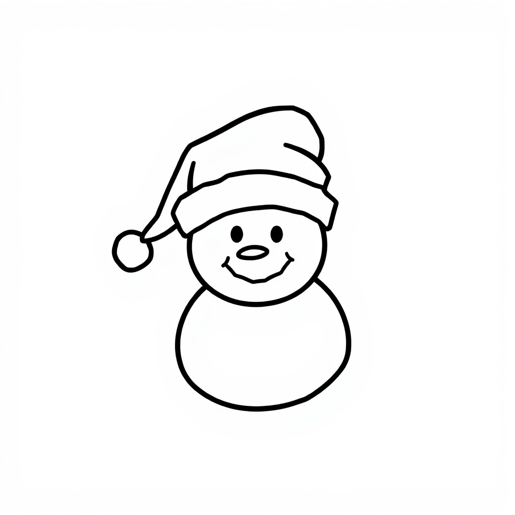 Santa Hat on smiling snowman