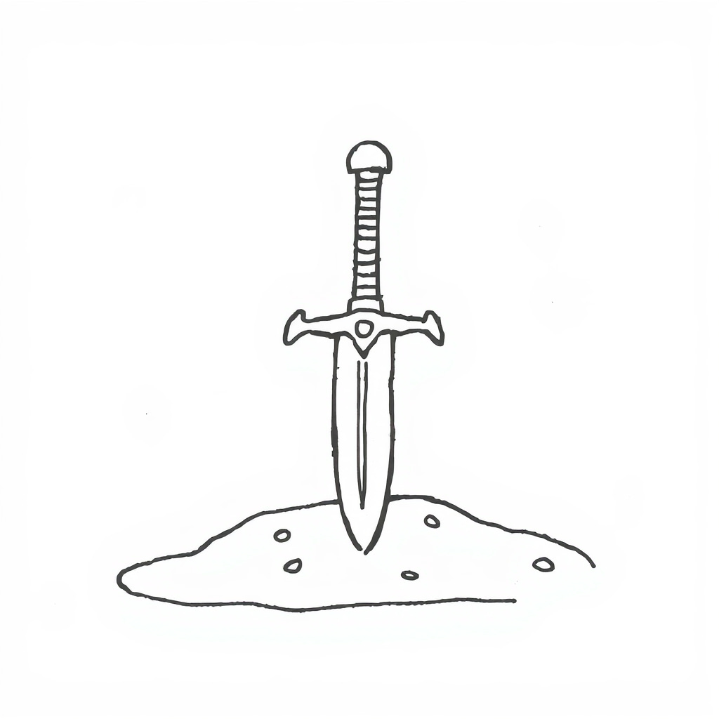 Sword in the sand on a beach