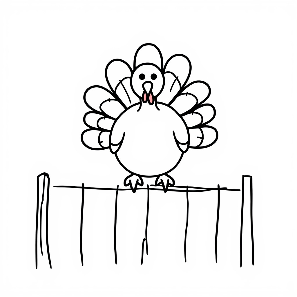 Turkey perched on fence