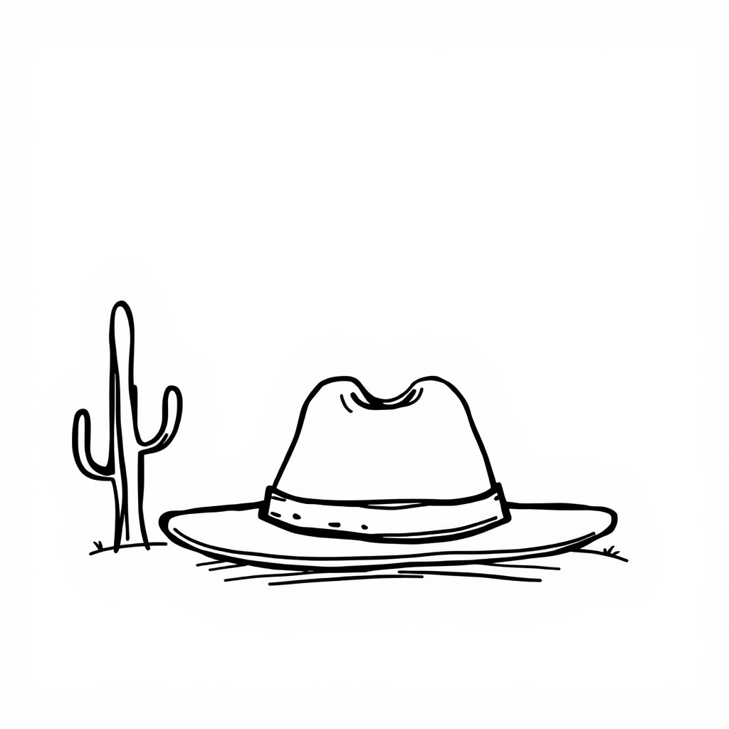 Lonely cowboy hat in desert