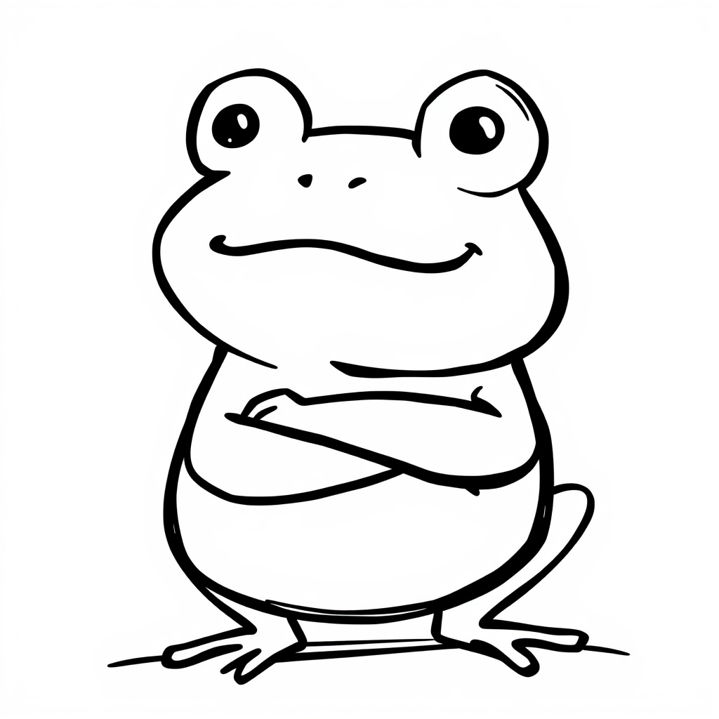 Angry frog with crossed arms