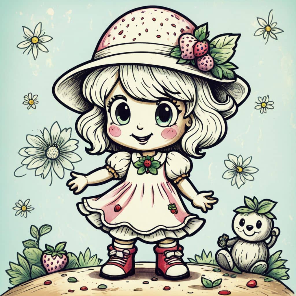 Colored Strawberry Shortcake - the character from Strawberry Shortcake cartoon lighting sparklers