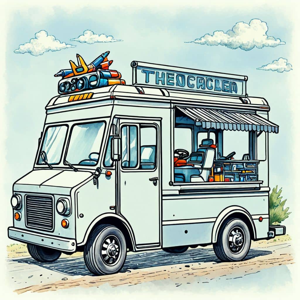 Colored smoothie truck with fruity drinks