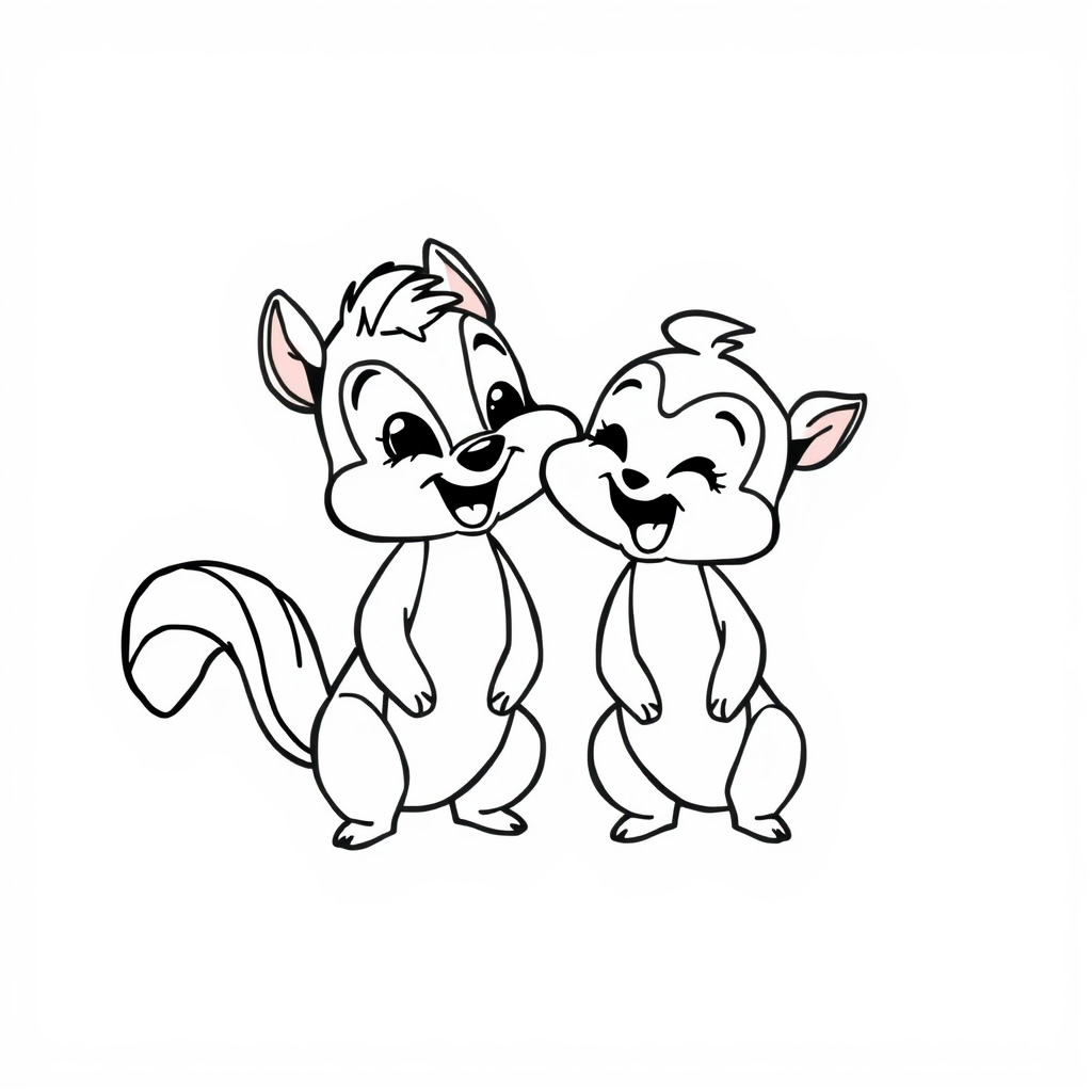 Chip and Dale giggling together.