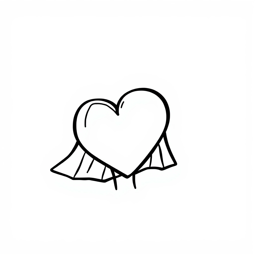 Heart wearing a superhero cape.