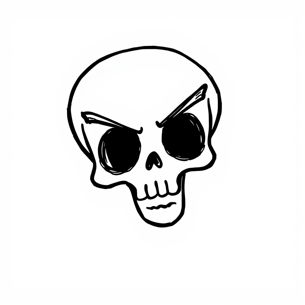 Excited Skull with raised eyebrows.