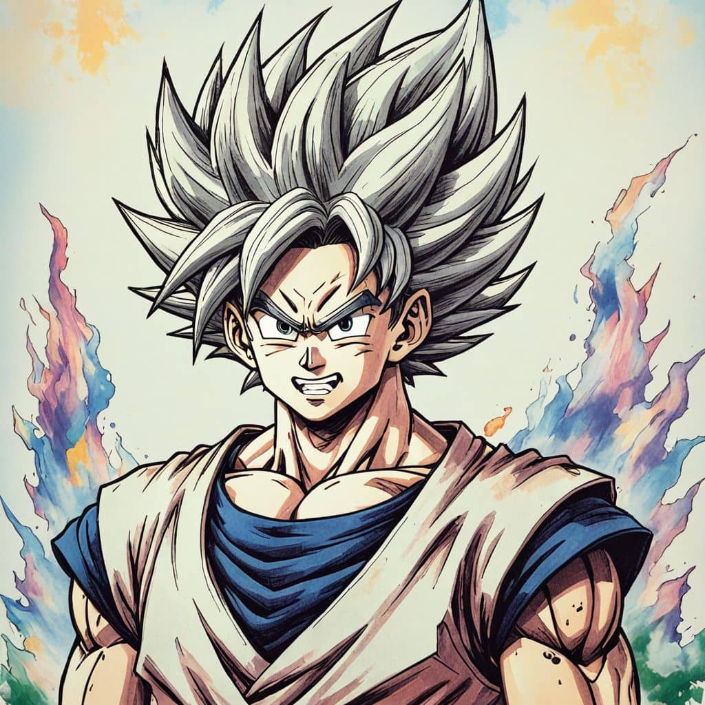 Colored Goku - from Dragon Ball Z in Super Saiyan 4 with fur.