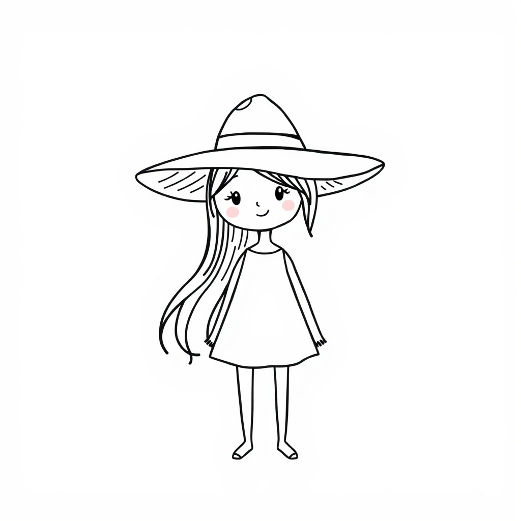 Straw hat girl enjoying sunny day