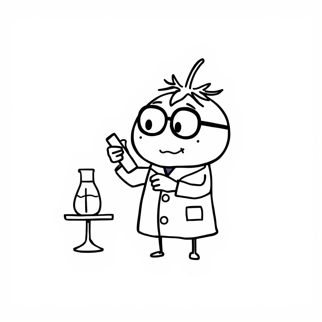 Tomato scientist analyzing test tubes