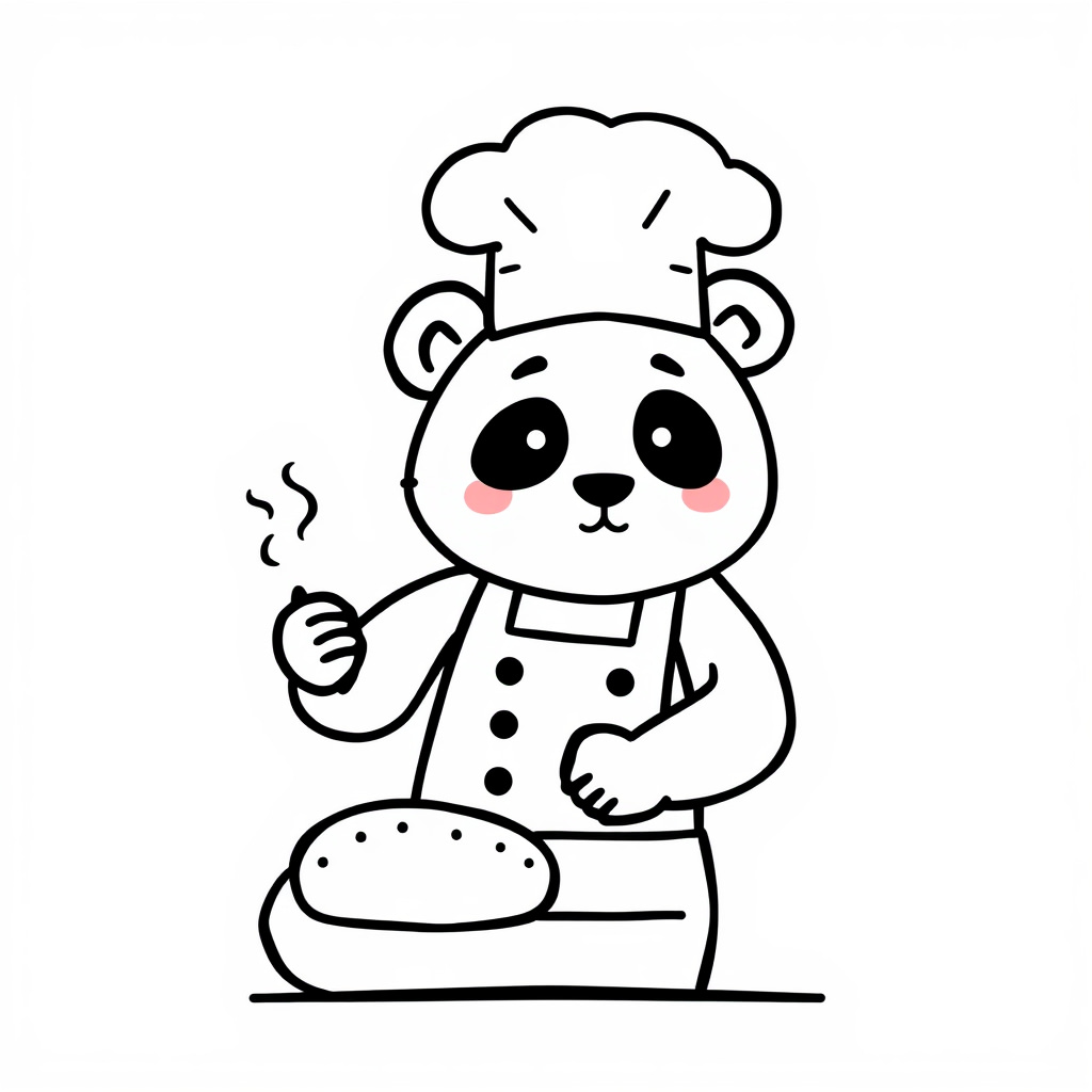 Panda Chef Baking Bread