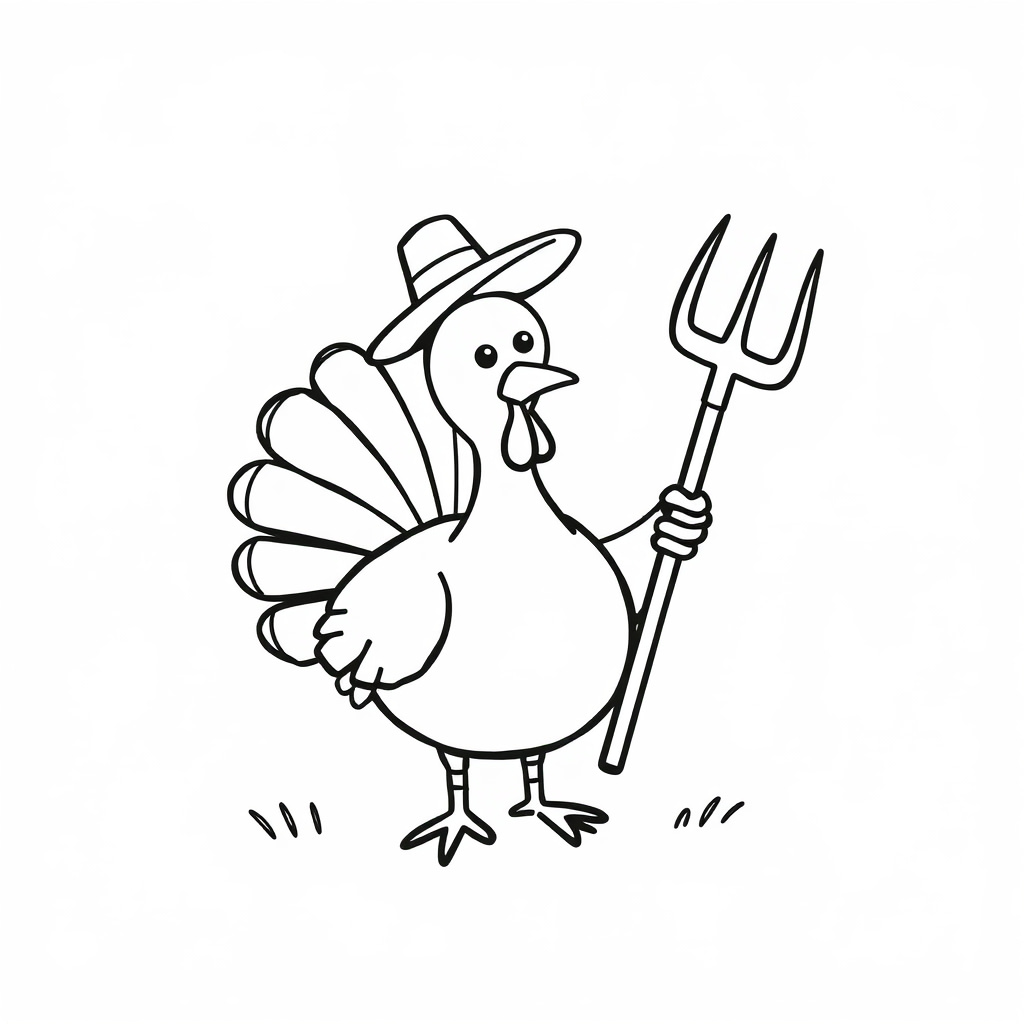 Farmer Turkey with pitchfork