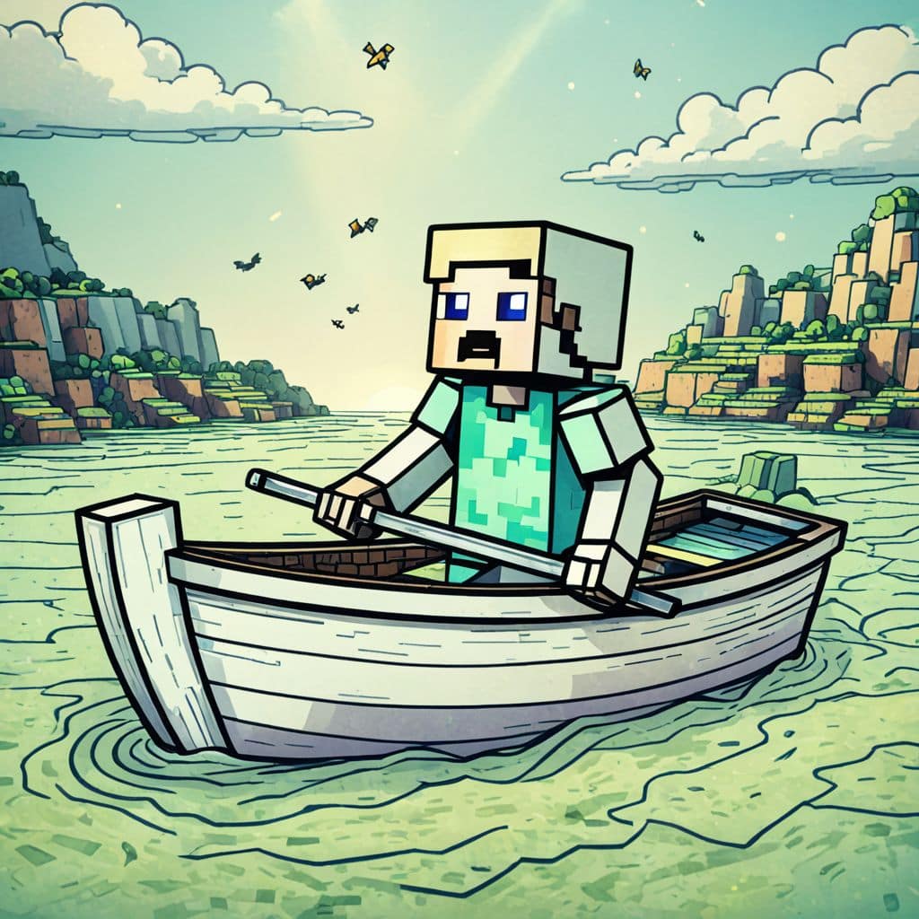 Colored Steve - Minecraft boat sailing