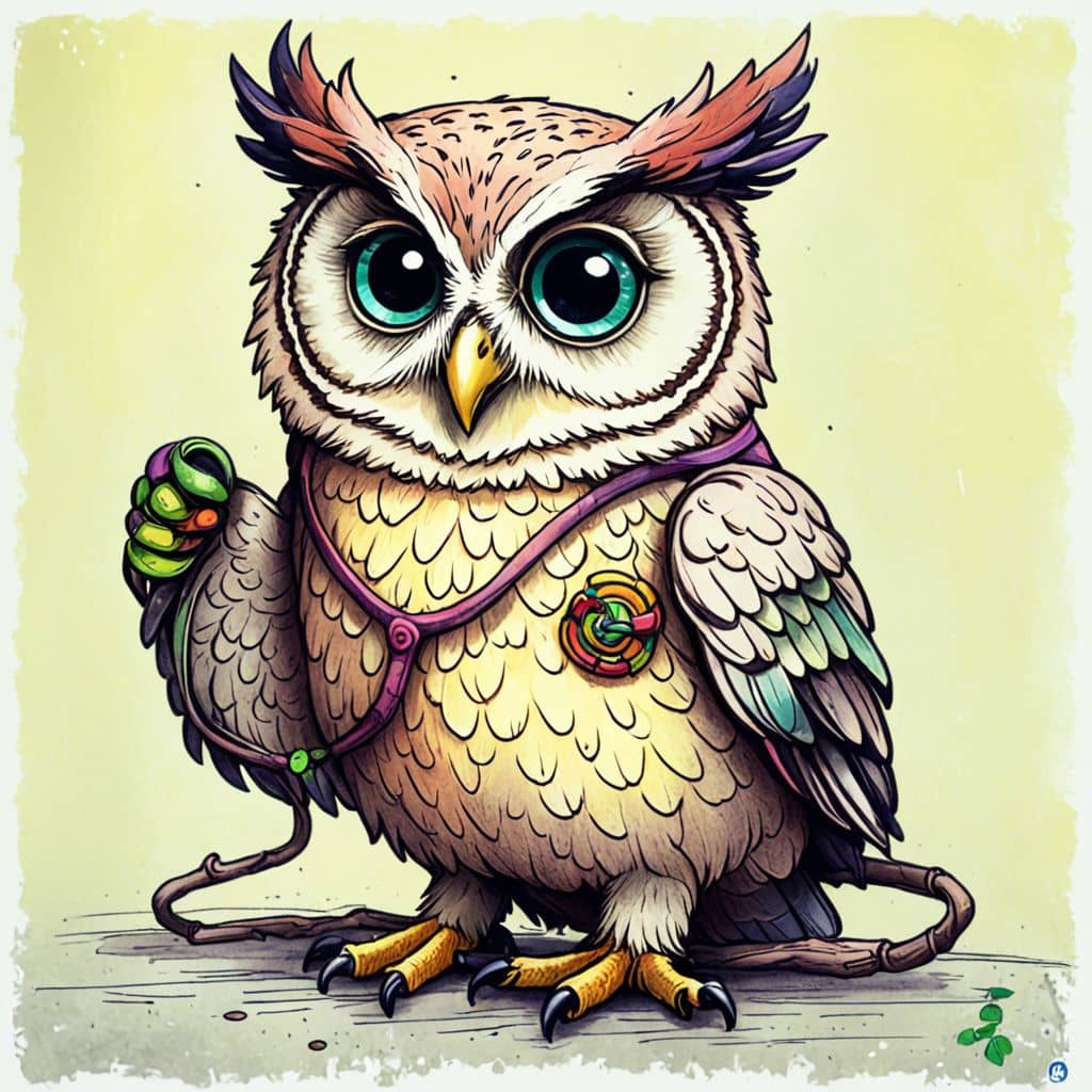 Colored Owl Doctor with a stethoscope